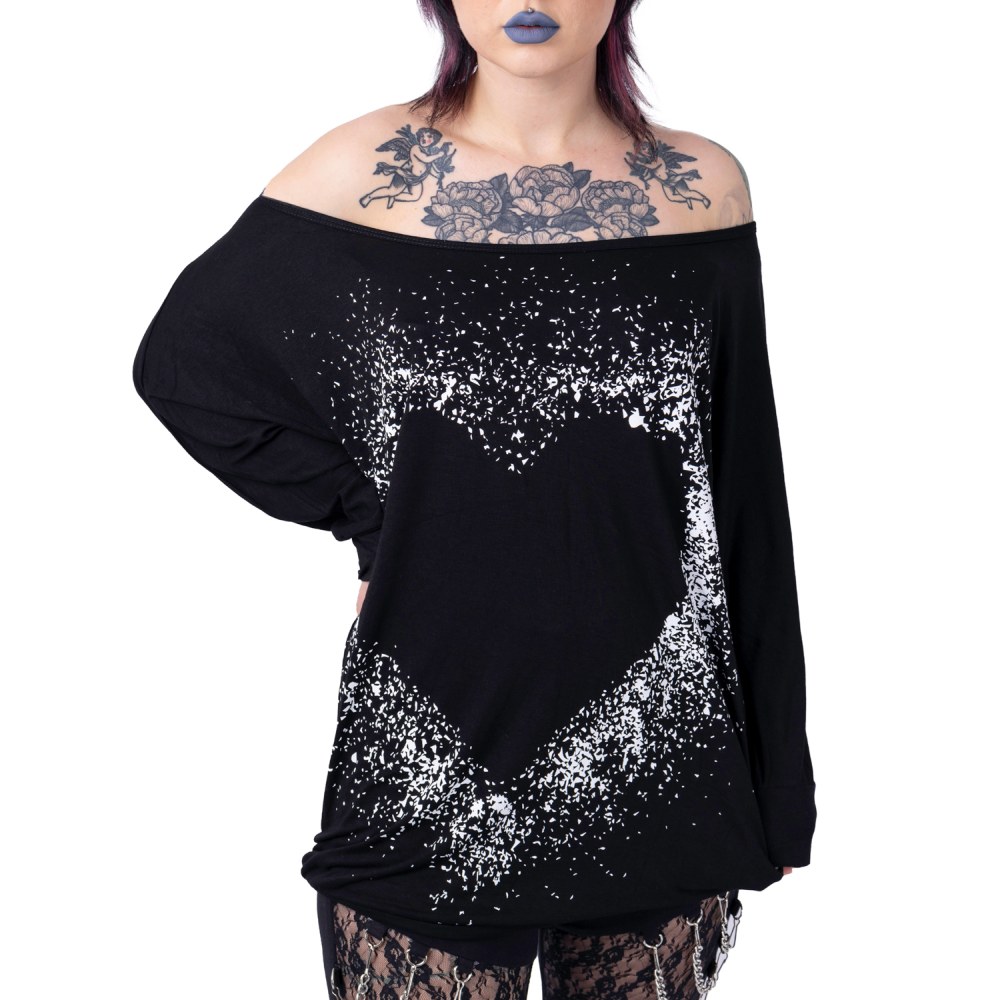 Innocent Lifestyle - HEART SPLATTER BLACK Longsleeve top - Black